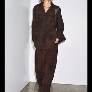 Zara 100% Suede Leather Blazer (ZW limited collection) - NWT